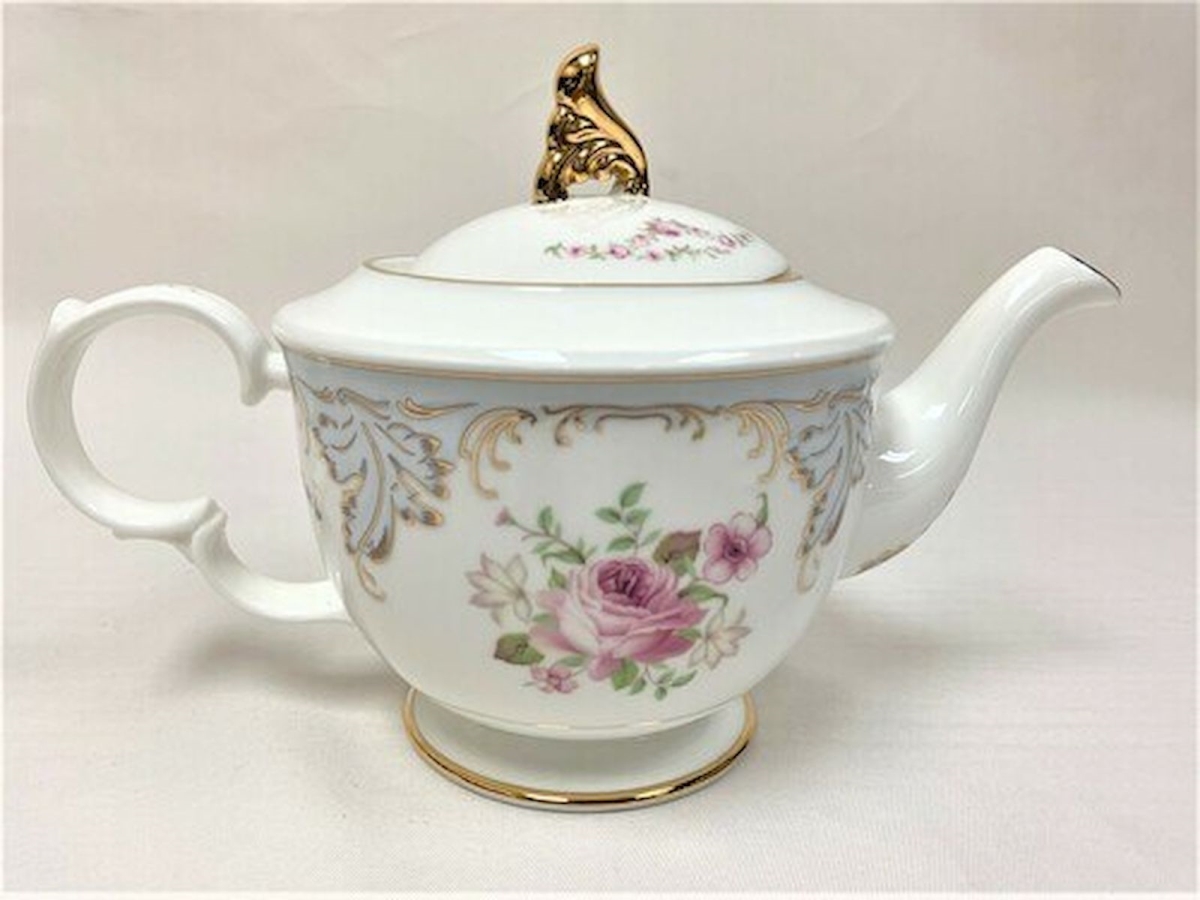 Picture of Mr. MJs HO-TP-14D050B Pink Roses with Gold Trim Teapot