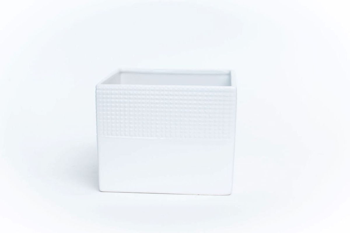 Picture of 212 Main AI-CE11-101 White with Glazed Grid Rim Planter