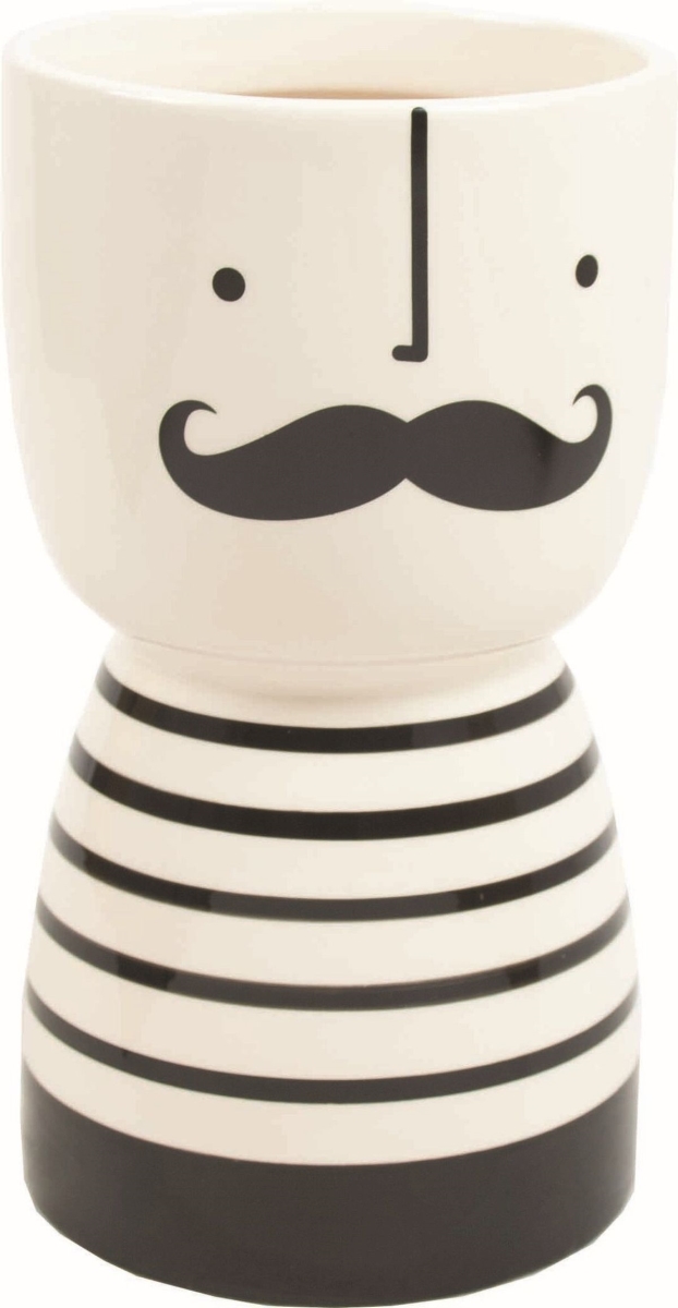 Picture of 212 Main AI-CE60HUG Moustache Man with Black & White Striped Base Planter