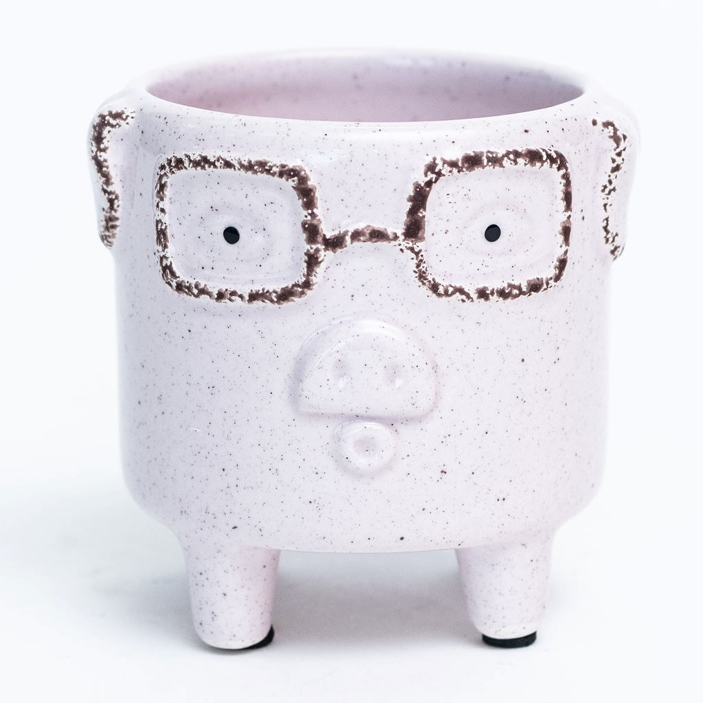Picture of 212 Main AI-CE85-106 Footed Pink Pig Wearing Glasses Planter