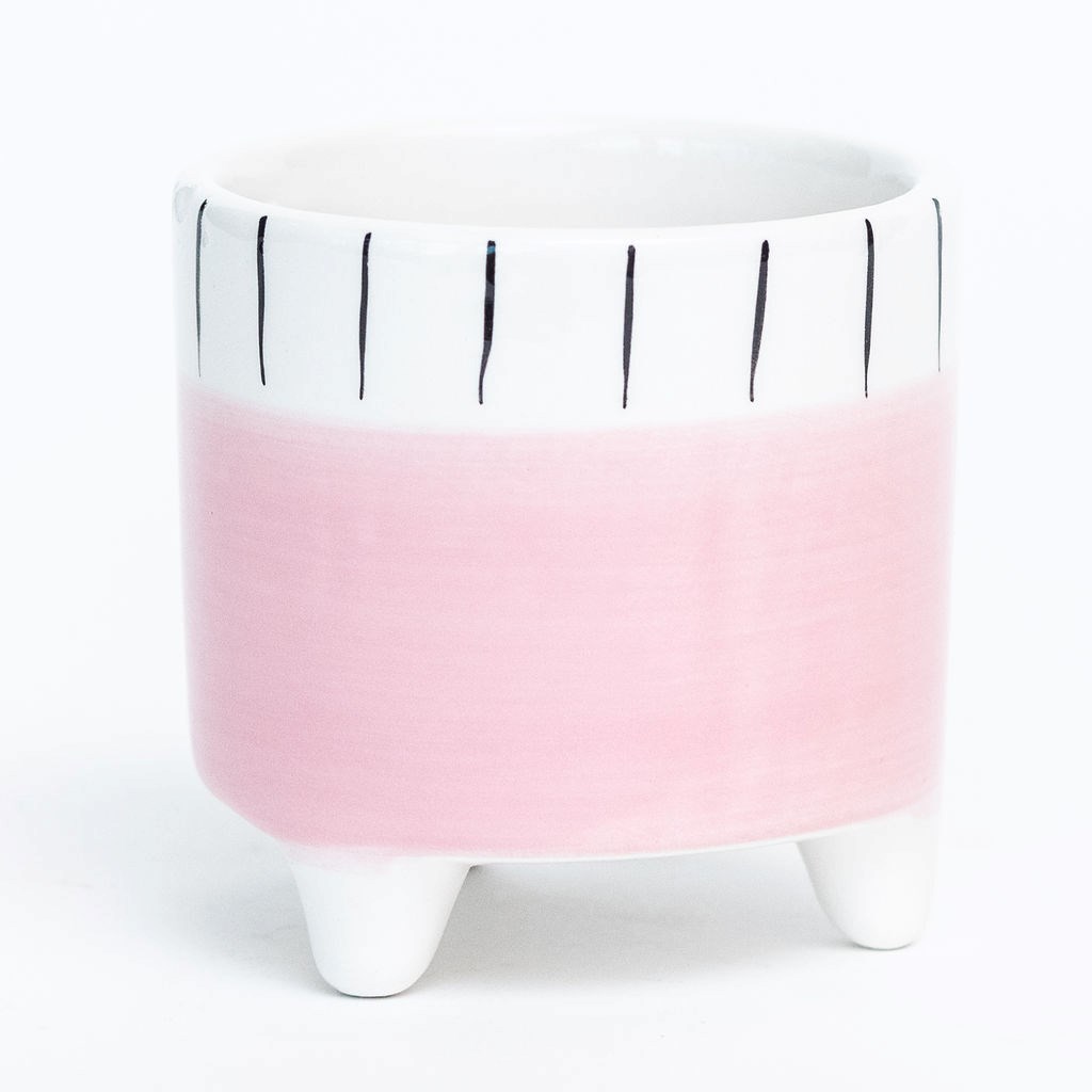 Picture of 212 Main AI-CE85-120 Footed White & Black Stripes with Pink Base Planter