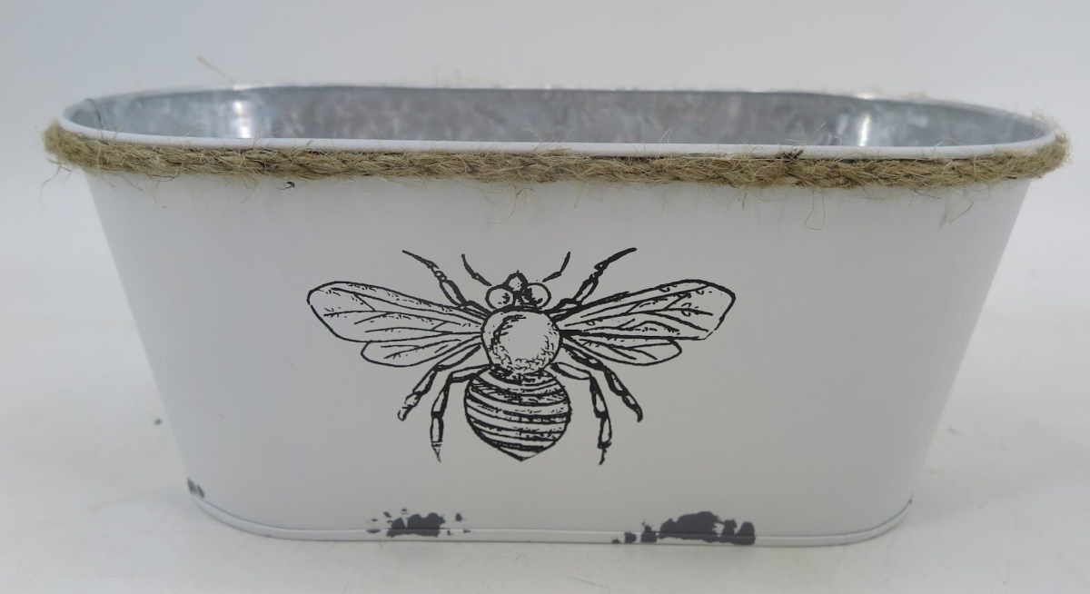 Picture of 212 Main AI-GA3405-420 White Metal with Bee Design Planter