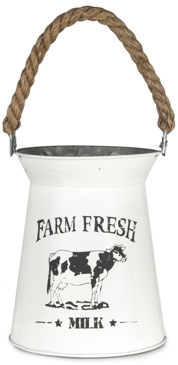 Picture of 212 Main AI-GA90FMW Farm Fresh Milk with Cow Design White Metal Jug