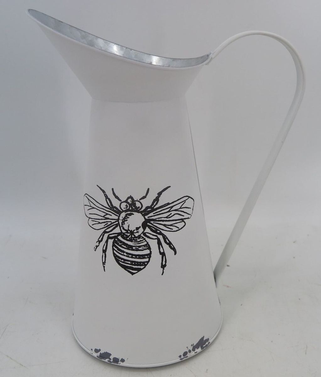 Picture of 212 Main AI-GA92-420 Jug Shaped White Metal with Black Bee Planter