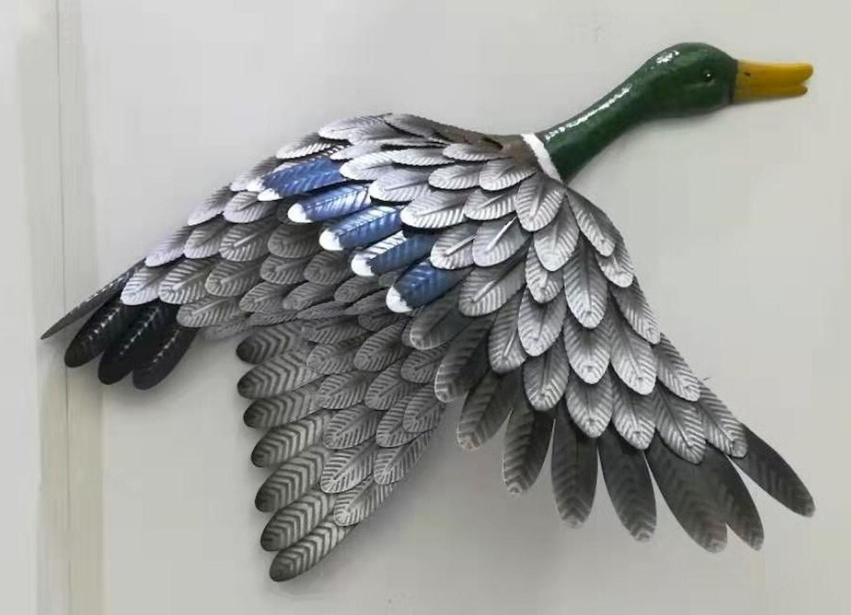 Metal Duck in Flight Wall Decor