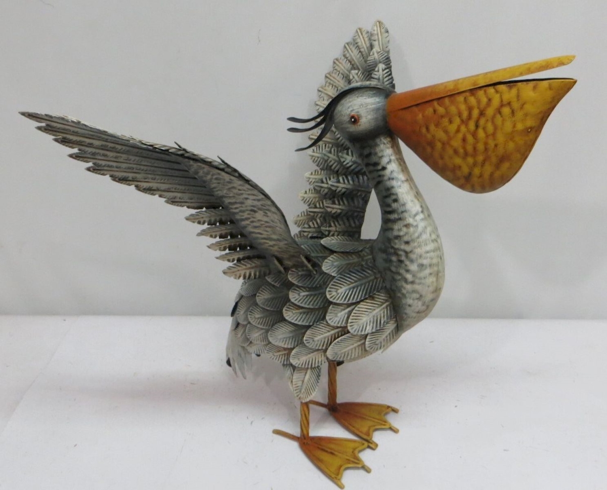 Picture of 212 Main AI-GG9445 Metal Pelican with Wings Out Garden Sculpture