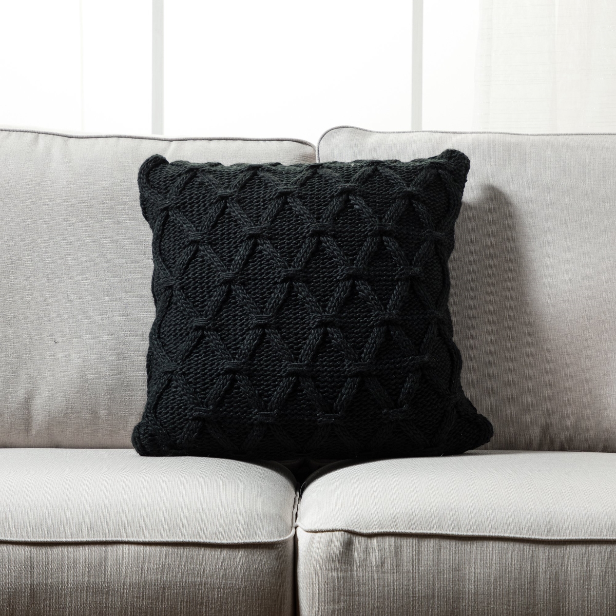 Picture of HUI Home HH-BC1818HUBKOP 18 x 18 in. 19 Banff Cable Chunky Knit Pillow with Polyester Insert&#44; Black