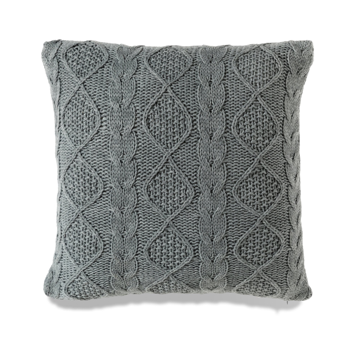 Picture of HUI Home HH-BC2222LL11OP 22 x 22 in. 7 Banff Cable Chunky Knit Pillow with Polyester Insert&#44; Heather Grey