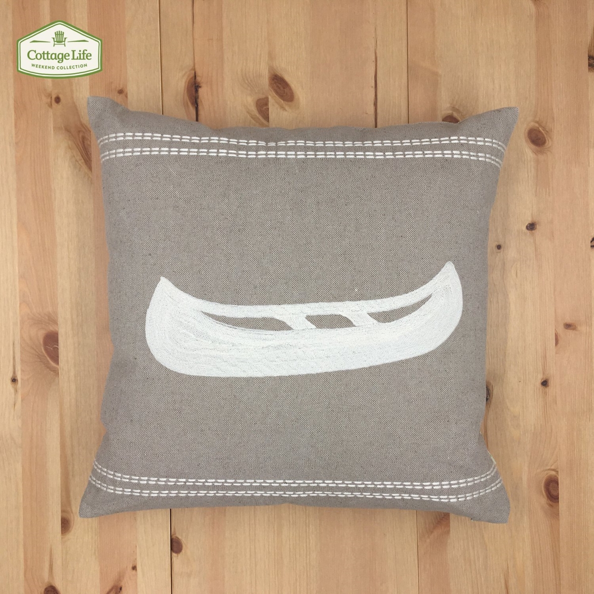 Picture of HUI Home HH-CI1818JS03OP 18 x 18 in. Cottage Life Canoe Embroidery Icon Pillow with Polyester Insert