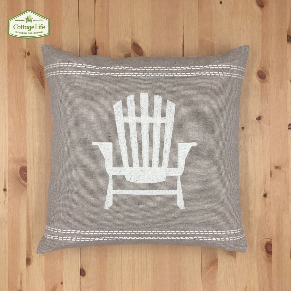 Picture of HUI Home HH-CI1818JS04OF 18 x 18 in. Cottage Life Muskoka Chair Embroidery Icon Pillow with Feather & Down Insert