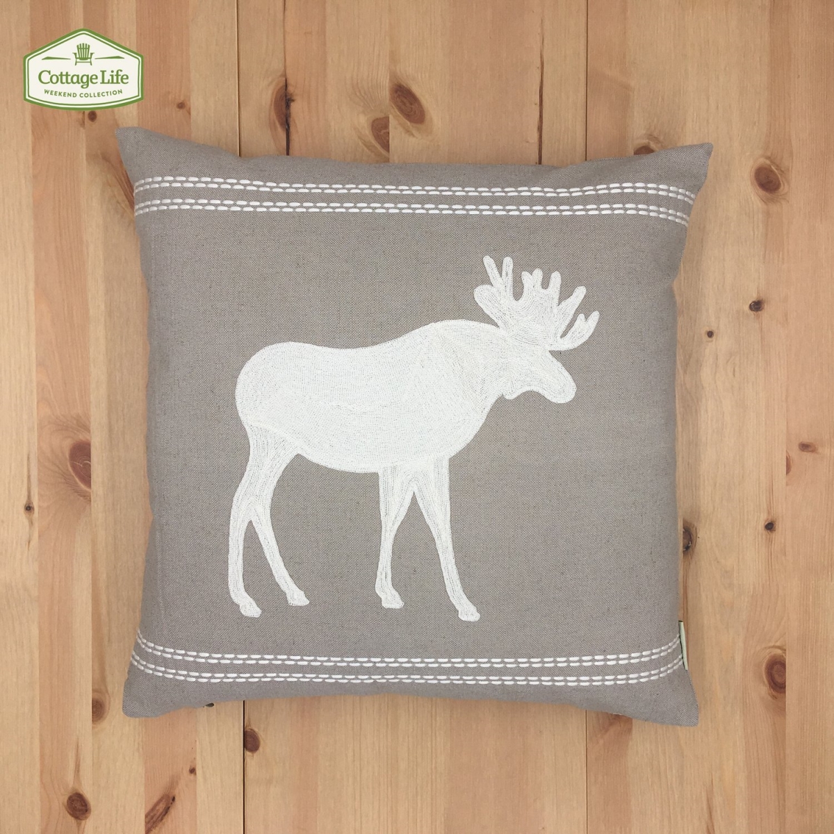 Picture of HUI Home HH-CI1818JS05OP 18 x 18 in. Cottage Life Moose Embroidery Icon Pillow with Polyester Insert