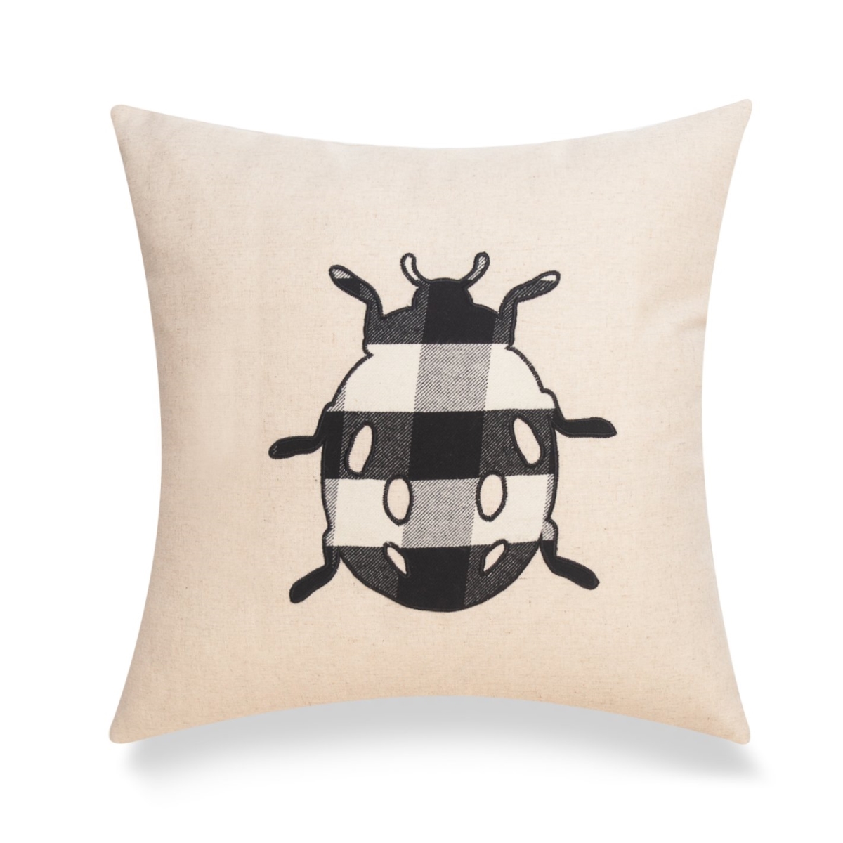 Picture of HUI Home HH-CI1818JSLBBCOP 18 x 18 in. Cottage Life Lady Bug Buffalo Check Embroidery Patch Icon with Polyester Insert&#44; Black & White