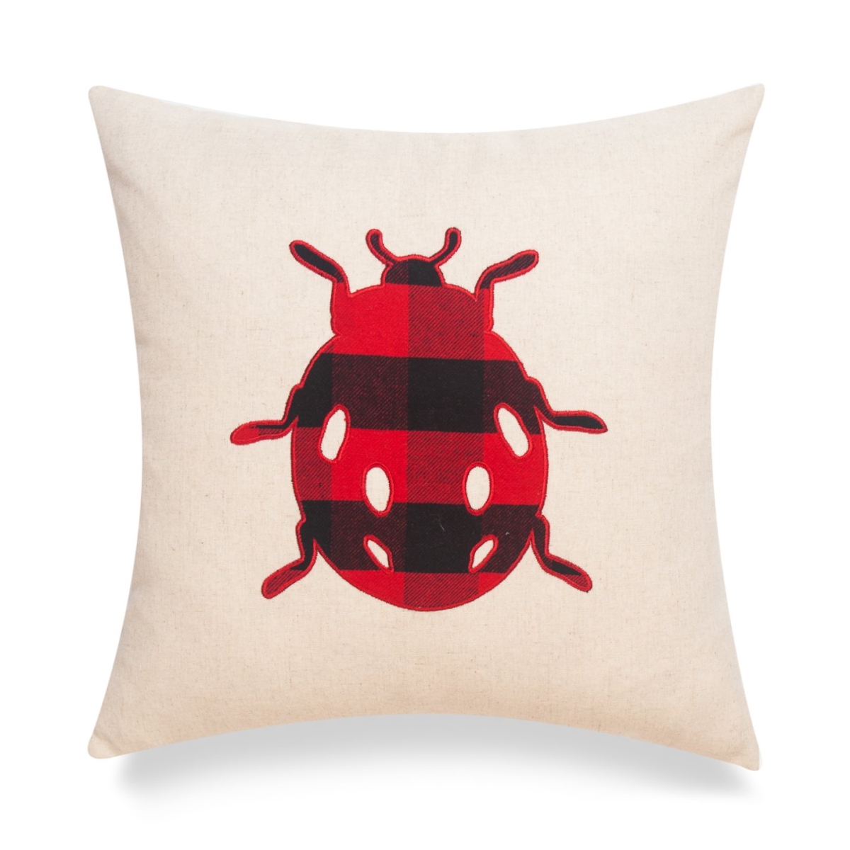 Picture of HUI Home HH-CI1818JSLBBROP 18 x 18 in. Cottage Life Lady Bug Buffalo Check Embroidery Patch Icon with Polyester Insert&#44; Black & Red