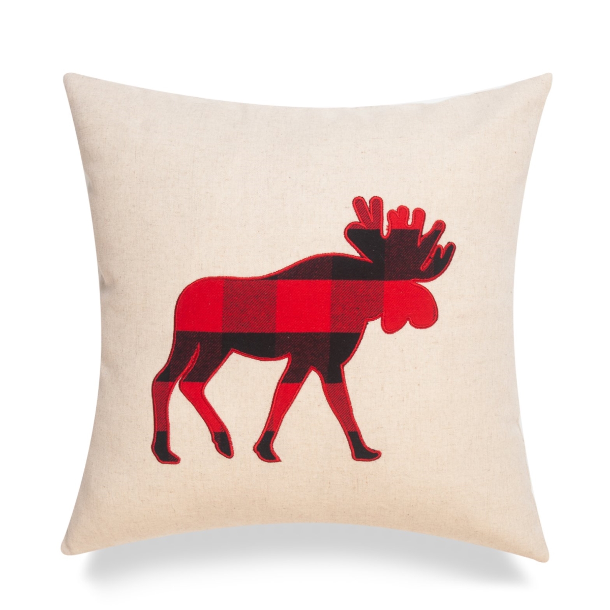 Picture of HUI Home HH-CI1818JSMSBROP 18 x 18 in. Cottage Life Moose Buffalo Check Embroidery Patch Icon with Polyester Insert&#44; Black & Red