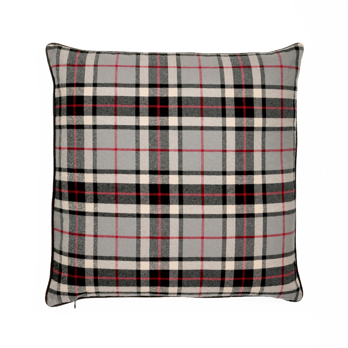 Picture of HUI Home HH-EB2626NT01OP 26 x 26 in. Edinburgh Tartan Plaid Pillow with Polyester Insert&#44; Gray&#44; Red & Dark Gray
