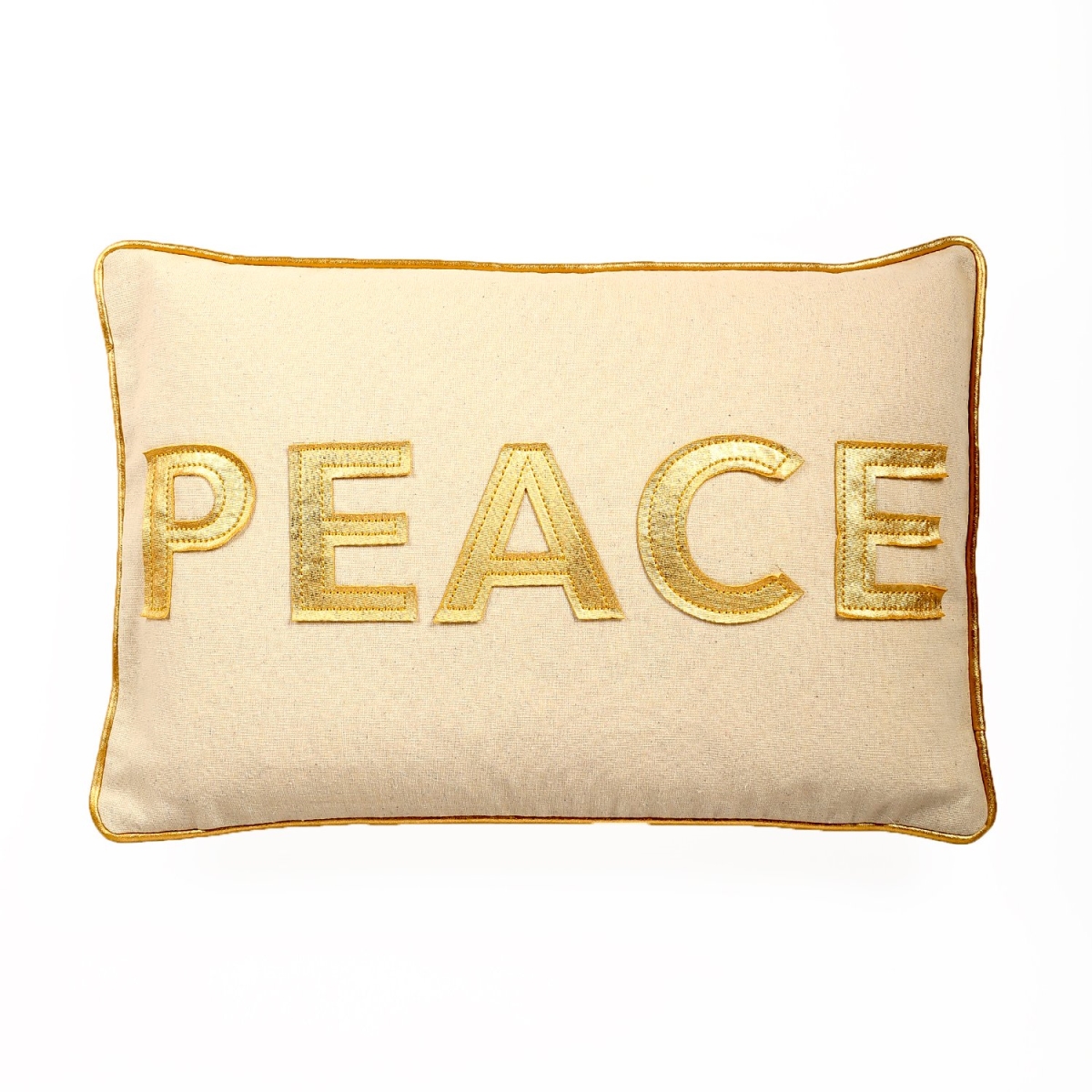 Picture of HUI Home HH-HS1218PEG1OP 12 x 18 in. Peace in Gold Letters Pillow with Polyester Insert