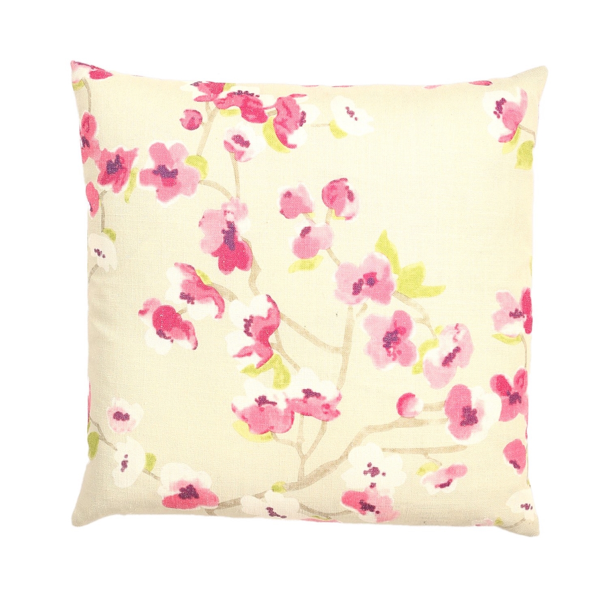 Picture of HUI Home HH-KY1818TWS1OP 18 x 18 in. Kyoto Floral Prints Throw Pillow with Polyester Insert&#44; Pink & Cream