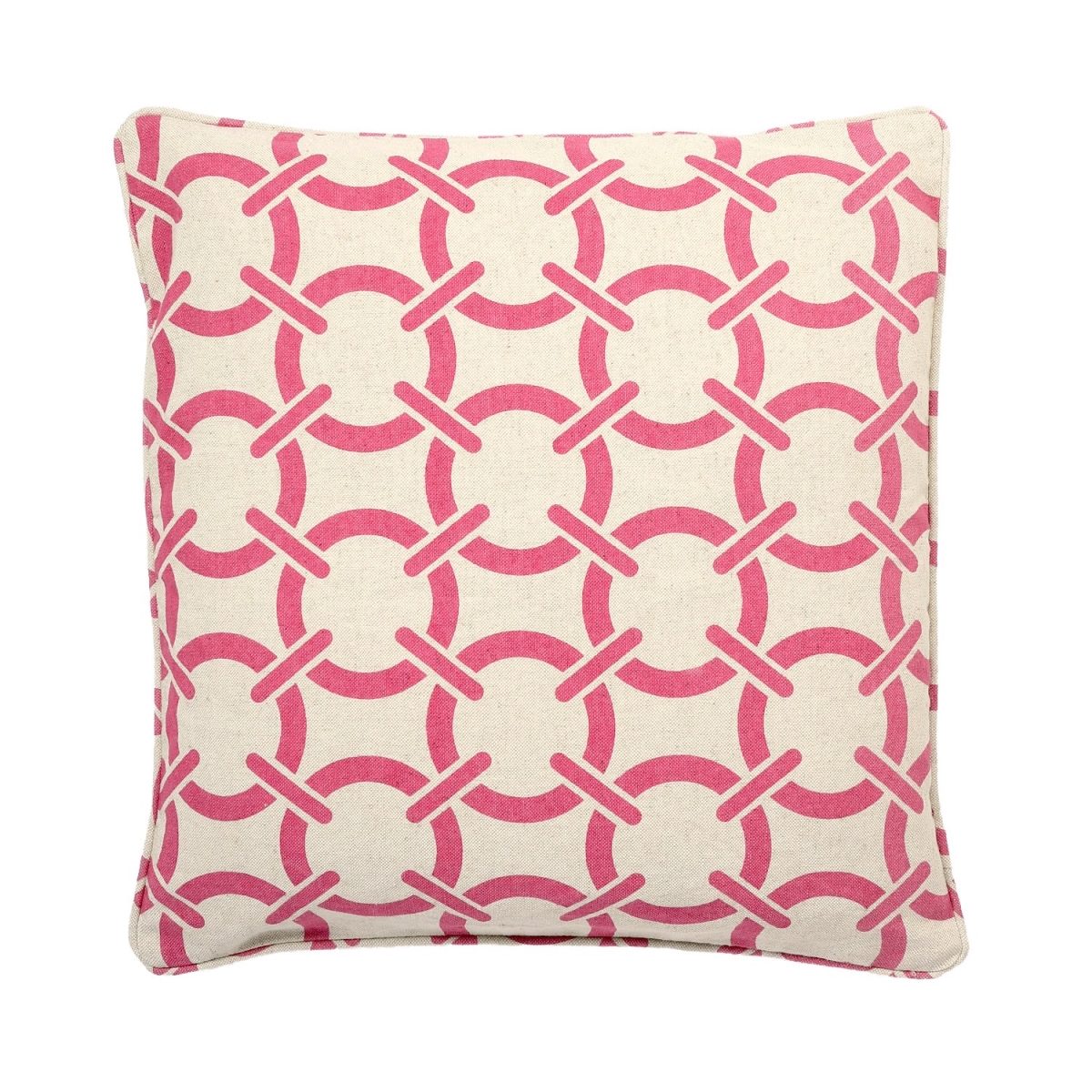 Picture of HUI Home HH-LA1818OF01OP 18 x 18 in. Geometrical Pillow with Polyester Insert&#44; White & Pink