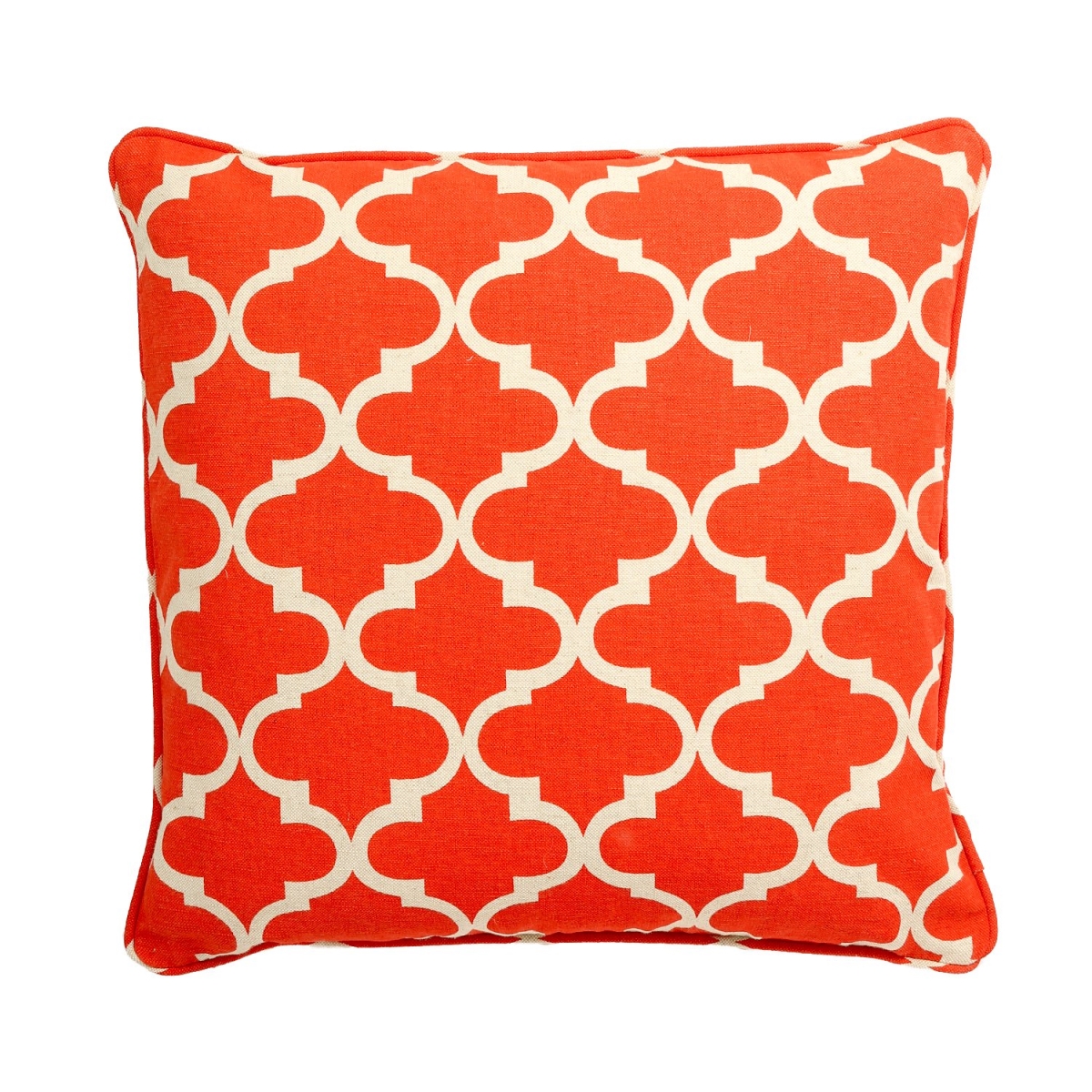Picture of HUI Home HH-LA1818QDH3OP 18 x 18 in. Geometrical Pillow with Polyester Insert&#44; White & Orange