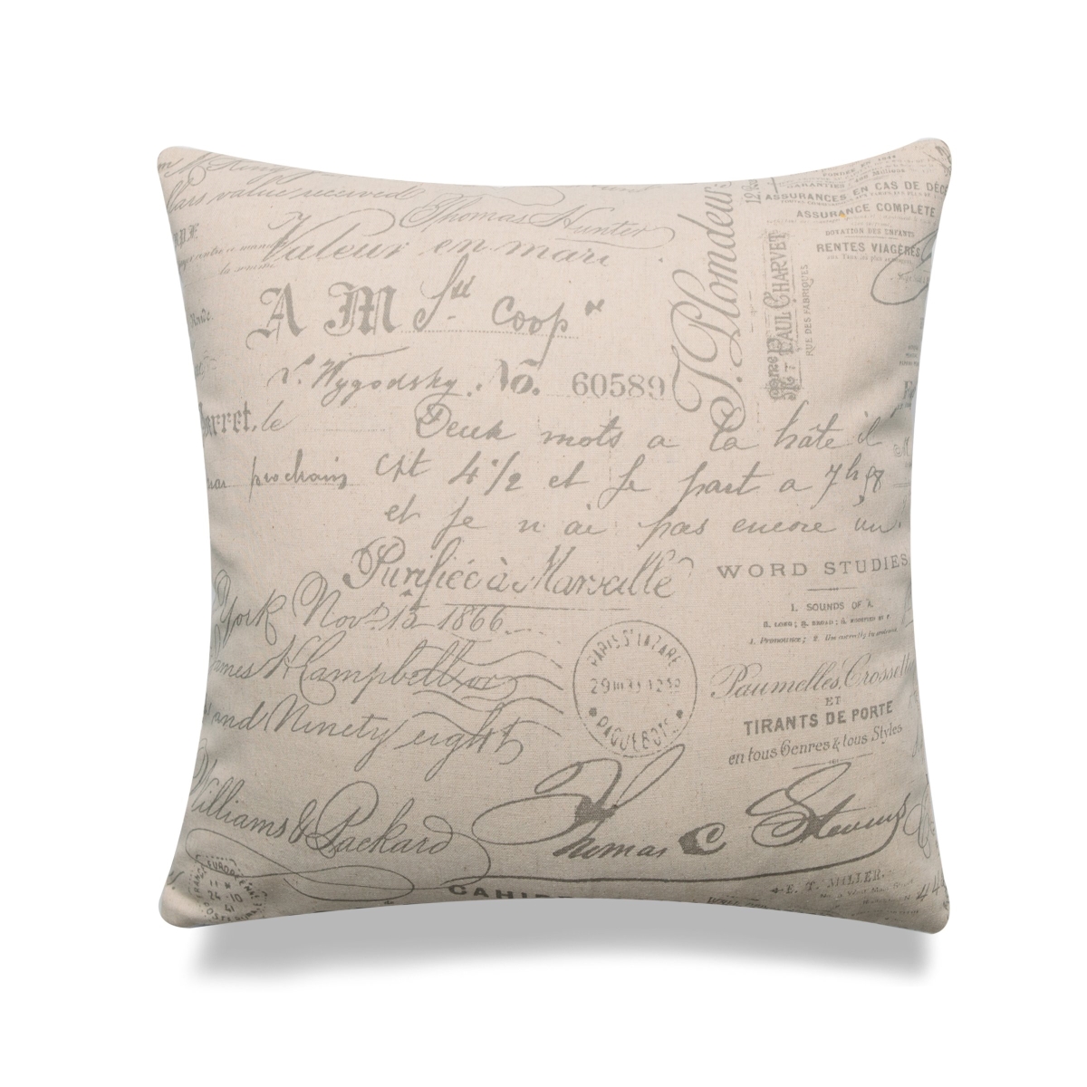 Picture of HUI Home HH-LV1818JS02OP 18 x 18 in. Letters from Paris Pillow with Polyester Insert