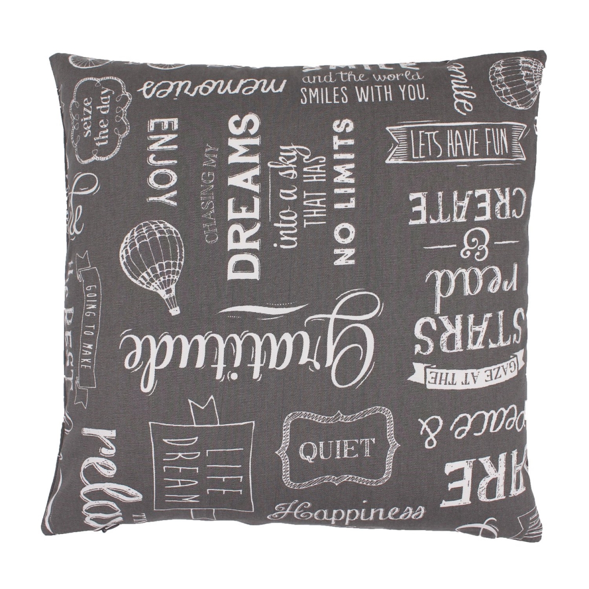 Picture of HUI Home HH-LV1818JS04OP 18 x 18 in. White Words Pillow with Polyester Insert&#44; Dark Gray