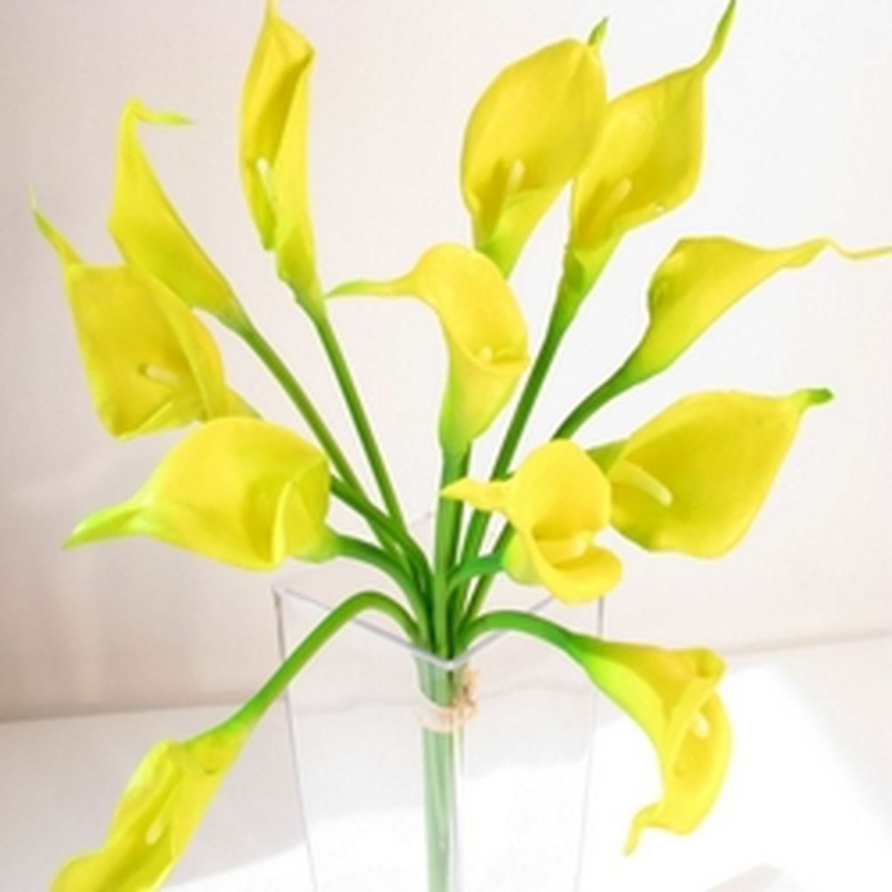 Picture of Mr. MJs CM-FM003YE 14 in. Real Touch Yellow Mini Calla Lily Bunch Artificial Flowers&#44; Set of 12