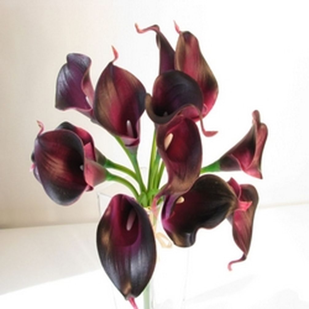Picture of Mr. MJs CM-FM004PU 14 in. Real Touch Dark Purple Mini Calla Lily Bunch Artificial Flowers&#44; Set of 12