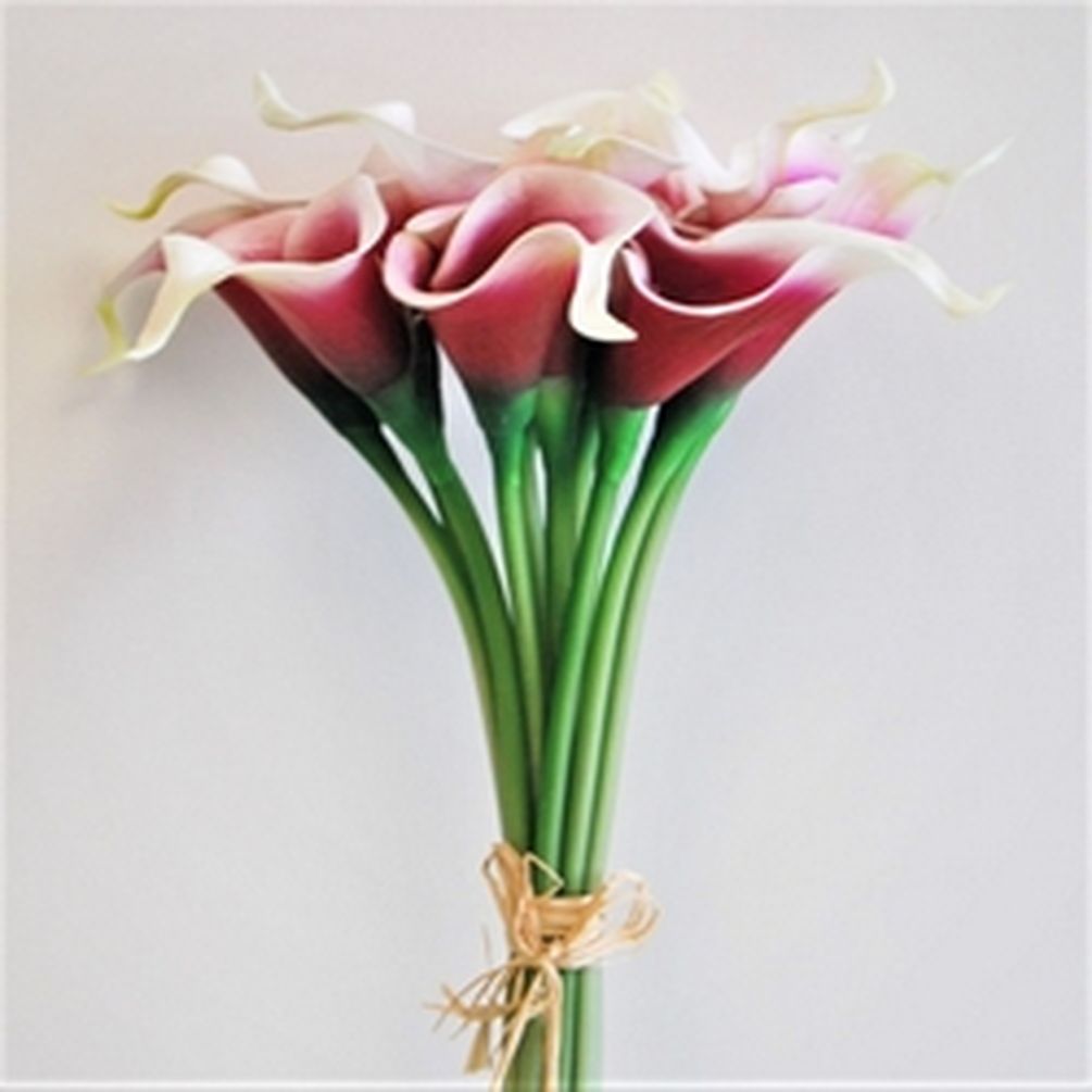 Picture of Mr. MJs CM-FM004WF 14 in. Real Touch White & Fuschia Mini Calla Lily Bunch Artificial Flowers&#44; Set of 12