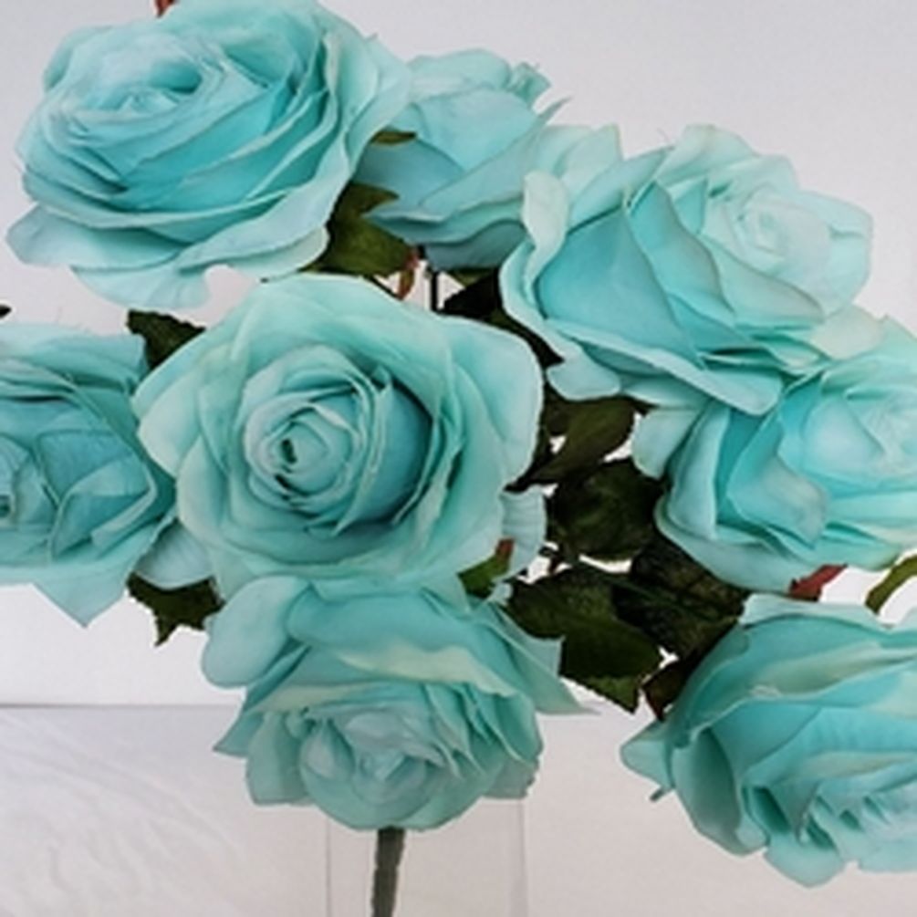 Picture of Mr. MJs CM-GW079TQ 9 Turquoise Roses Artificial Flowers