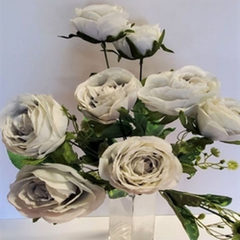 Picture of Mr. MJs CM-GW297BL 9 Blue&#44; Gray & Cream Roses Artificial Flowers