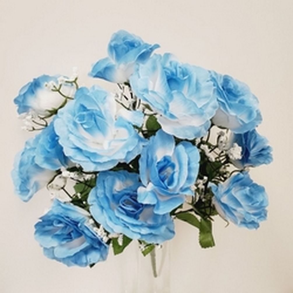 Picture of Mr. MJs CM-NT001BB 14 Light Blue Open Roses Artificial Flowers