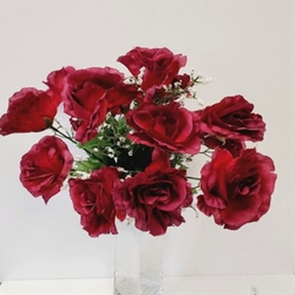 Picture of Mr. MJs CM-NT001BU 14 Burgundy Open Roses Artificial Flowers