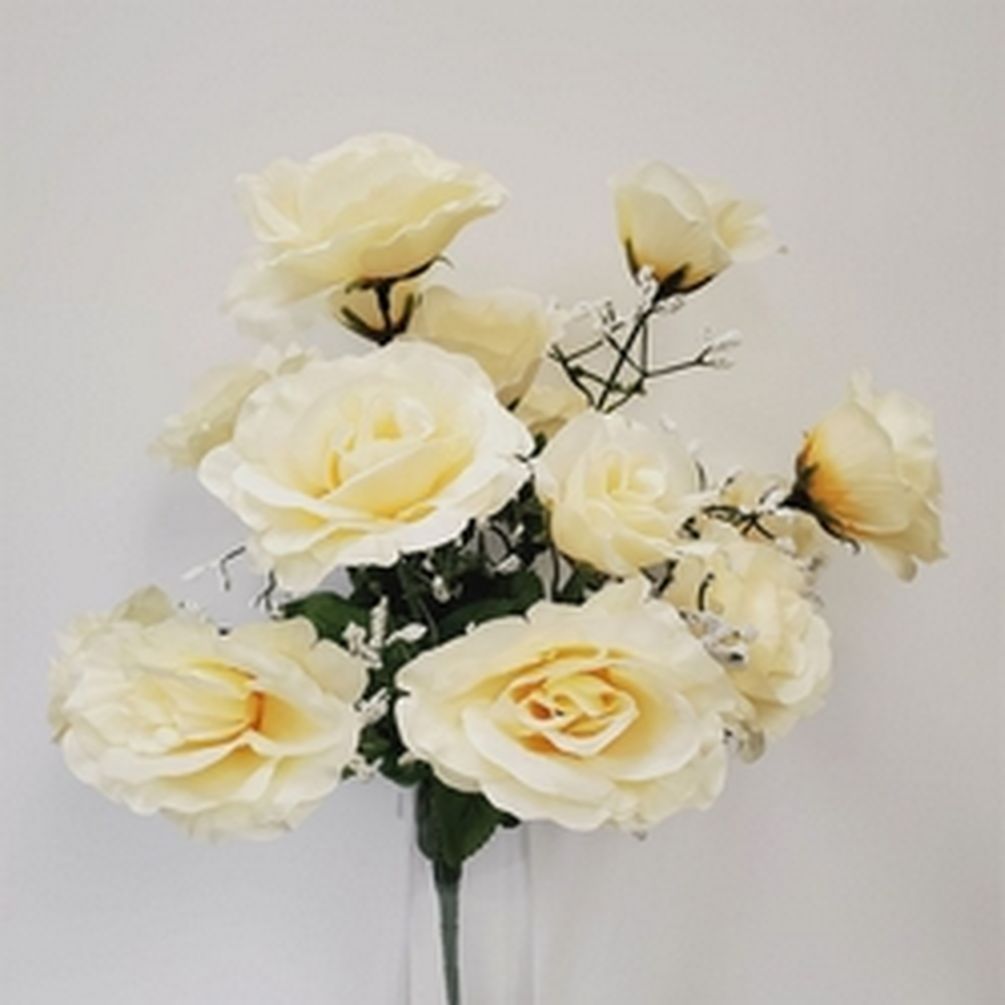 Picture of Mr. MJs CM-NT001CR 14 Cream & Yellow Open Roses Artificial Flowers