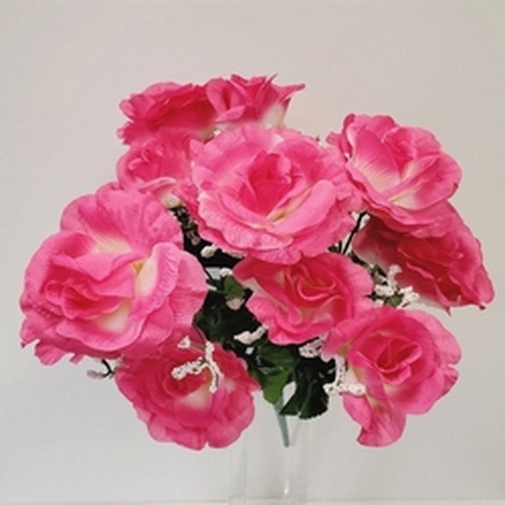 Picture of Mr. MJs CM-NT001FS 14 Fuchsia Open Roses Artificial Flowers