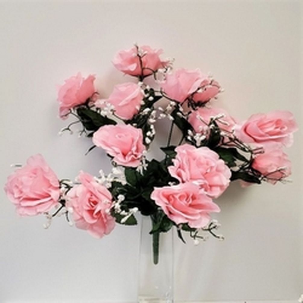 Picture of Mr. MJs CM-NT001LP 14 Light Pink Open Roses Artificial Flowers