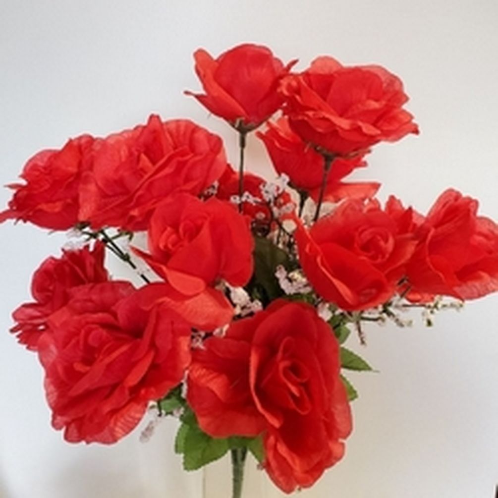 Picture of Mr. MJs CM-NT001LR 14 Light Red Open Roses Artificial Flowers