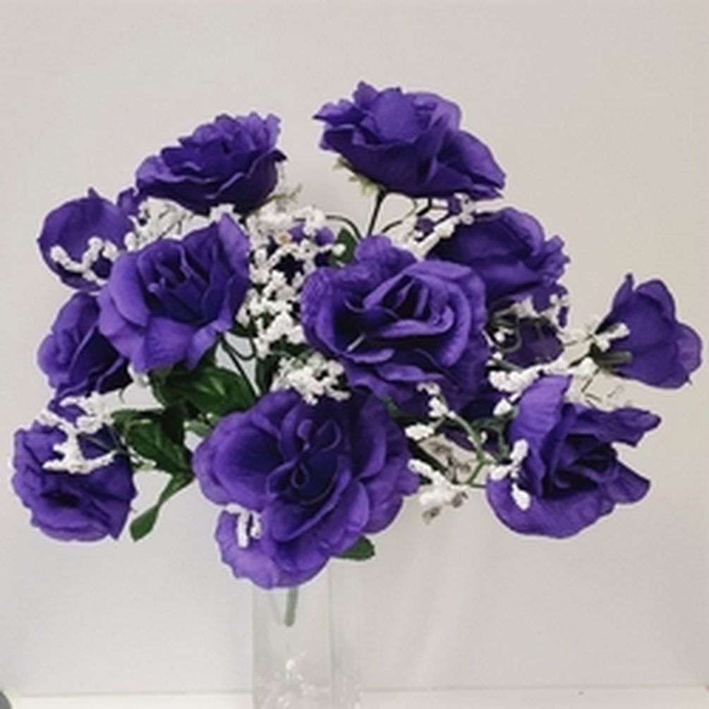 Picture of Mr. MJs CM-NT001PU 14 Purple Open Roses Artificial Flowers