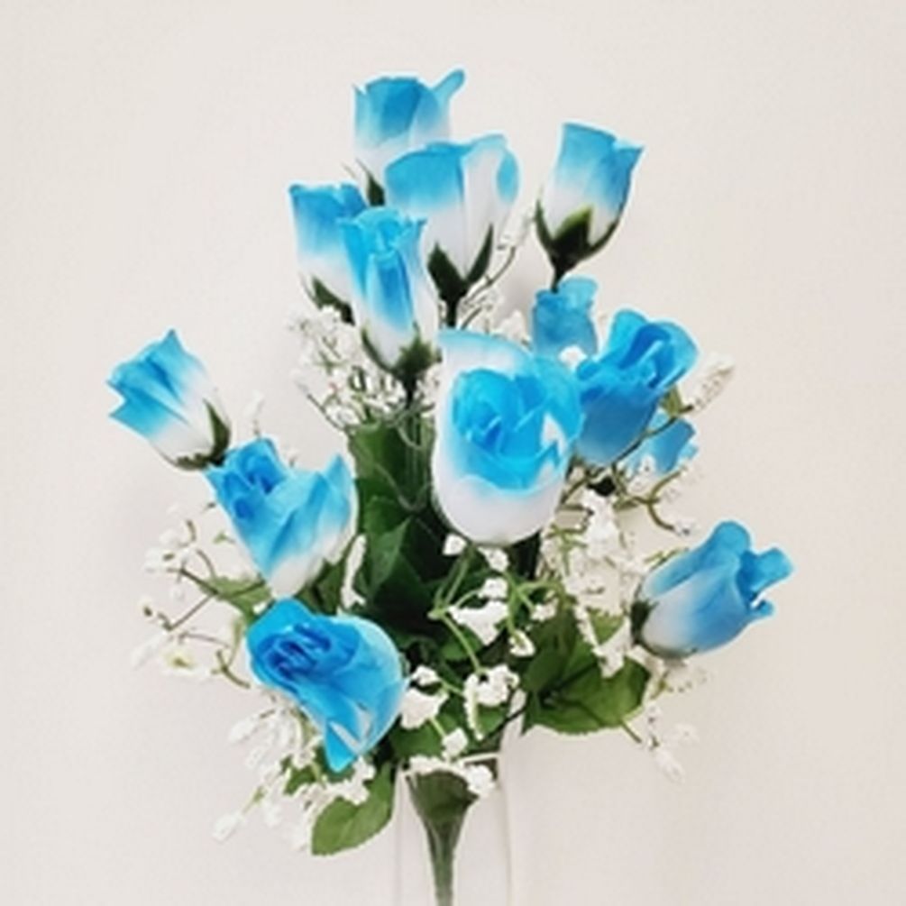 Picture of Mr. MJs CM-NT002BB 14 Light Blue Rose Bud Bush Artificial Flowers