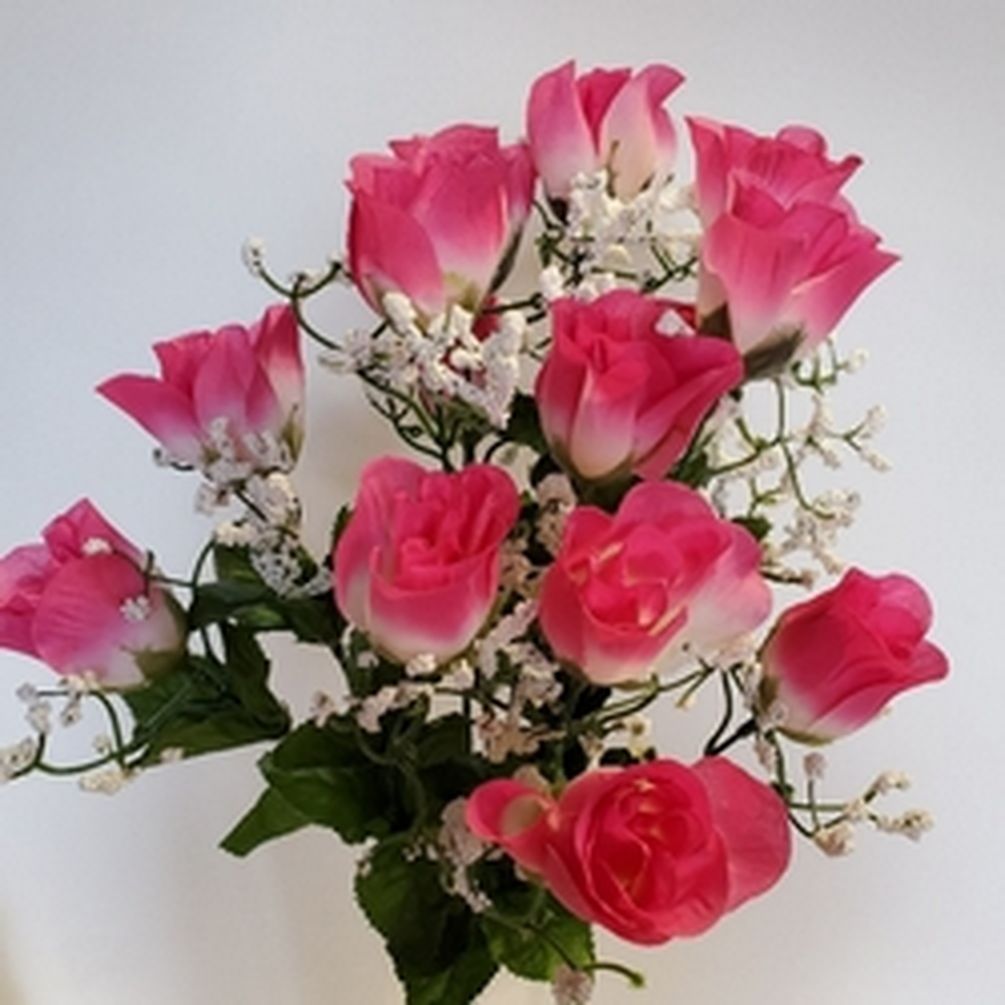 Picture of Mr. MJs CM-NT002FS 14 Fuchsia Rose Bud Bush Artificial Flowers