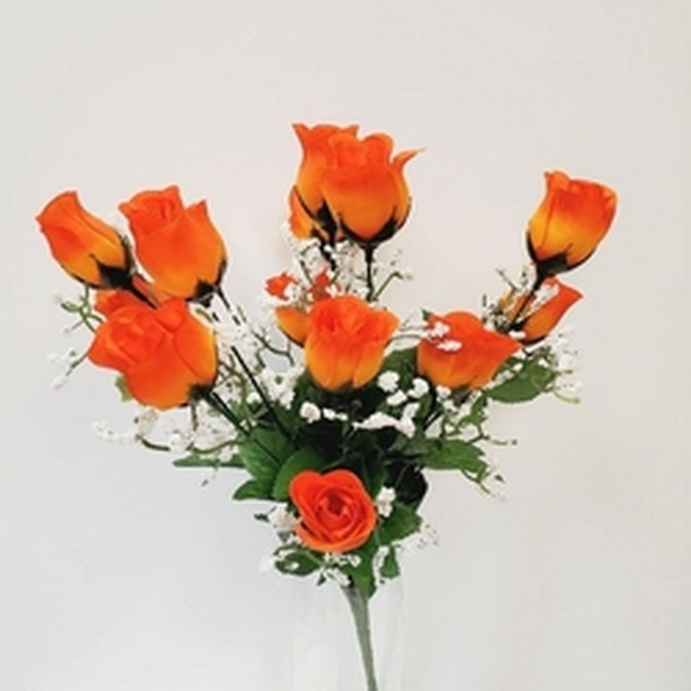 Picture of Mr. MJs CM-NT002OR 14 Orange Rose Bud Bush Artificial Flowers