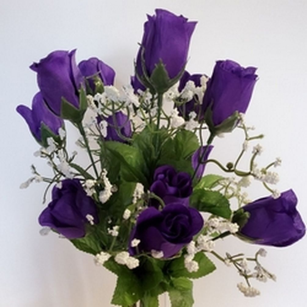 Picture of Mr. MJs CM-NT002PU 14 Purple Rose Bud Bush Artificial Flowers