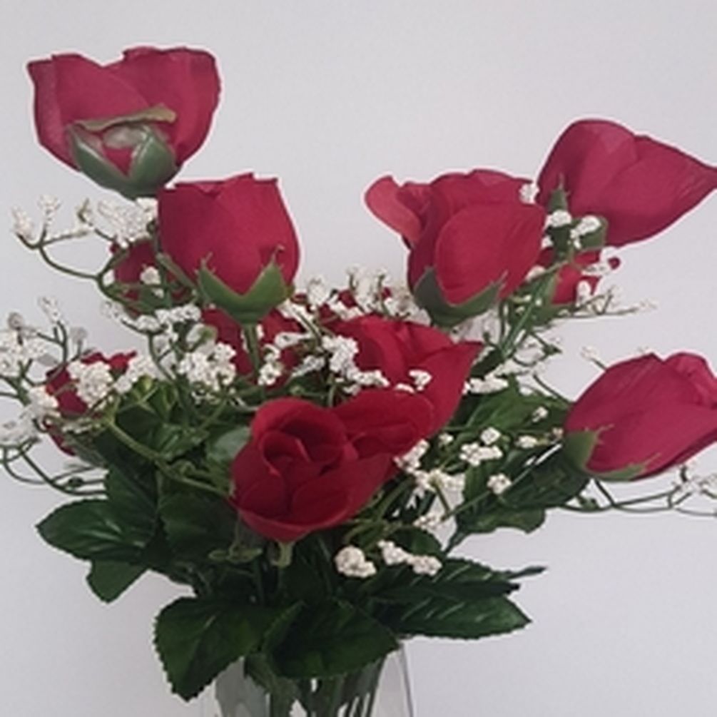 Picture of Mr. MJs CM-NT002WI 14 Wine Rose Bud Bush Artificial Flowers