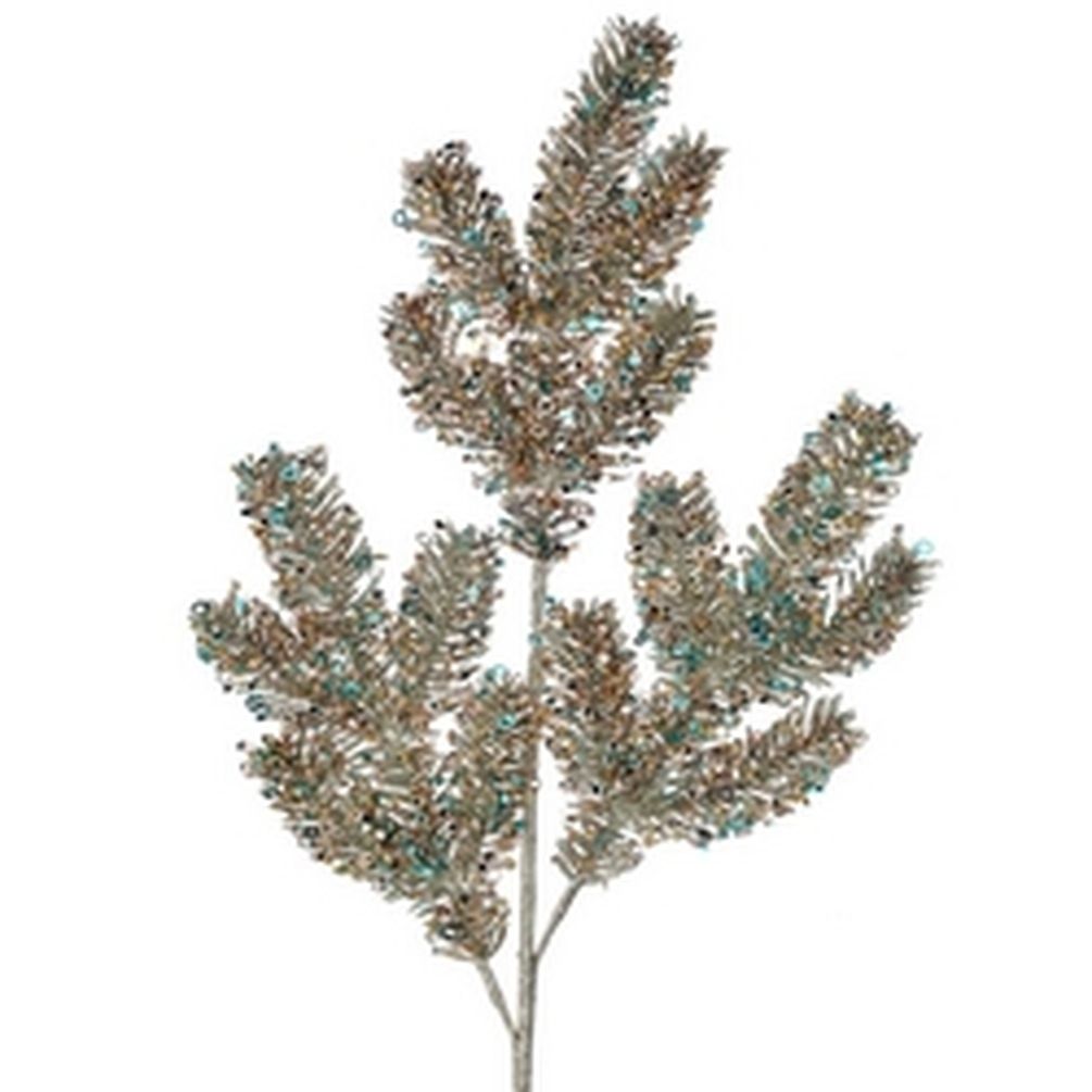 Picture of Mr. MJs CM-RC196CH 30 in. Champagne & Blue Sequins & Glitter Spruce Spray Faux Plants & Trees