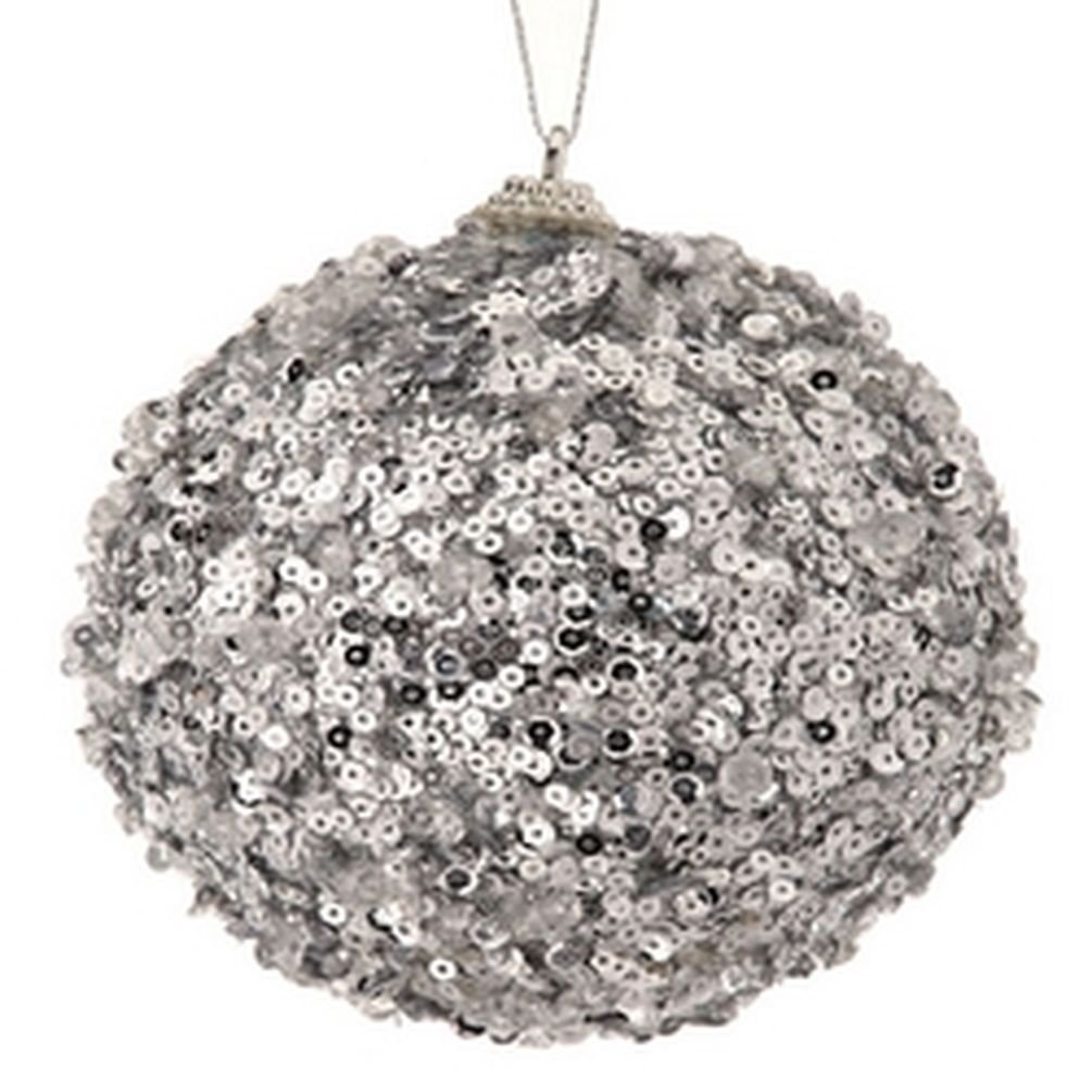 Picture of Mr. MJs CM-RC224SI 4 in. Silver Iced Sequin Ball Ornament