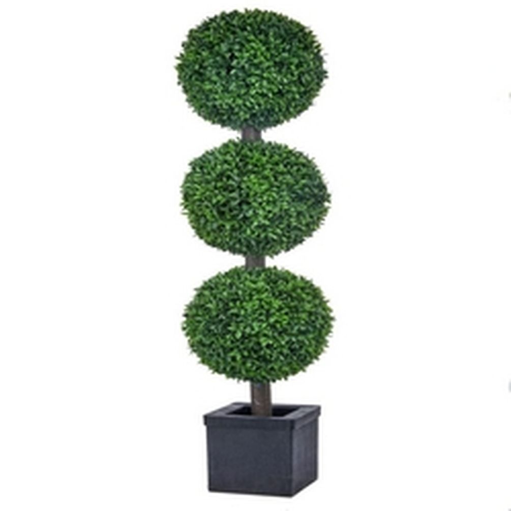 Picture of Mr. MJs CM-RC431GR 48 in. UV Protected Potted American Boxwood Triple Ball Topiary Faux Plants & Trees