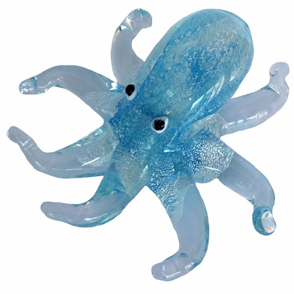 Picture of W2 Trading WT-O4514LB Hand Blown Octopus Paperweight&#44; Blue & Gray