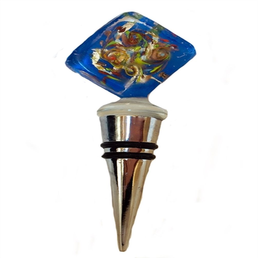 Picture of W2 Trading WT-YQ93346-8 Glass Wine Stopper&#44; Blue & Clear