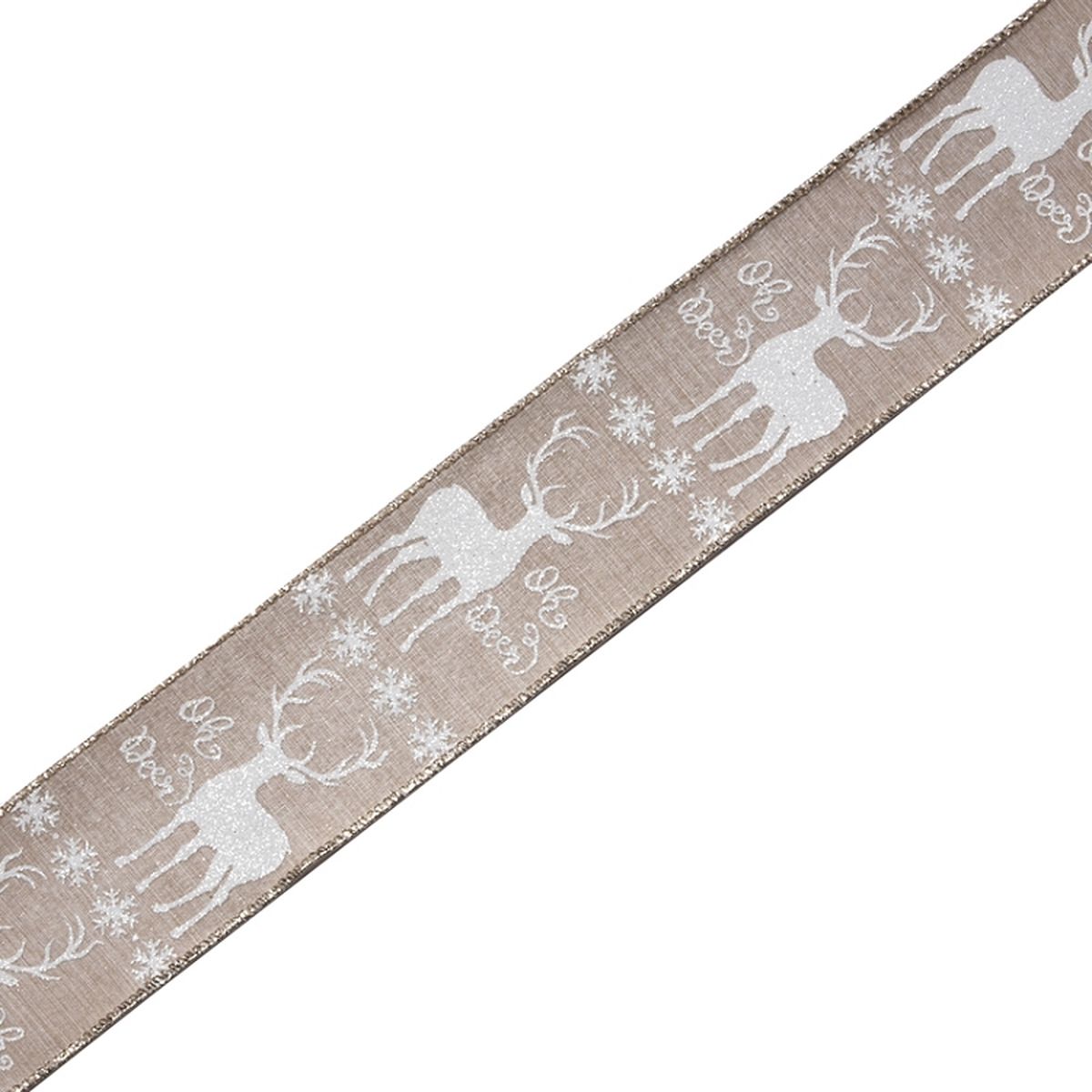Picture of Mr. MJs VL-R-A2793 2.5 in. x 10 Yards Deer & Snowflake Patterned Ribbon&#44; Brown & White