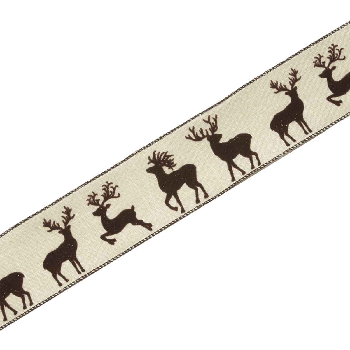 Picture of Mr. MJs VL-R-A2812 2.5 in. x 10 Yards Brown Deer Patterned Ribbon&#44; Cream