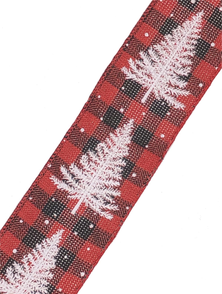 Picture of Mr. MJs VL-R-A2840-RED 2.5 in. x 10 Yards Red & Black Check with White Tree Pattern Ribbon